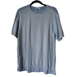 Moraitis Linen Blend Tunic Top Gray Tshirt Short Sleeve Casual Womens S GREECE